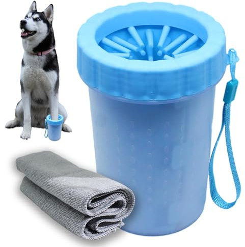 CLEANER Pulisci Zampe Cane Taglia Grande e Piccola con Asciugamano - Lava Zampe per Cani, 2 in 1 Spazzola Cane per Bagnetto e Asciugatura, Pedicure e Pulizia cane