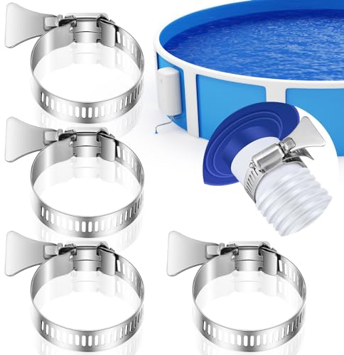 Hicarer Metallische Schlauchschellen, verstellbare Rändelschraubenklemmen, Schlüssel-Schlauchschellen für Poolschläuche für oberirdische Pools und PVC-Schläuche, 3,8 cm