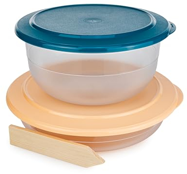 Tupperware Tafelperle Schüssel 1,3 lachs + 2,1 petrol Servierschüssel Salatschüssel (inkl. Holzspatel)