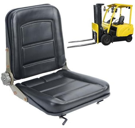 awliye Gabelstaplersitz Traktorsitz 38x41x46cm Verstellbare Schleppersitz 25x27cm Universal Gabelstaplersitz PU Leder Traktor Federung Sitz für Bagger Trettraktor Traktor Aufsitzmäher, Schwarz