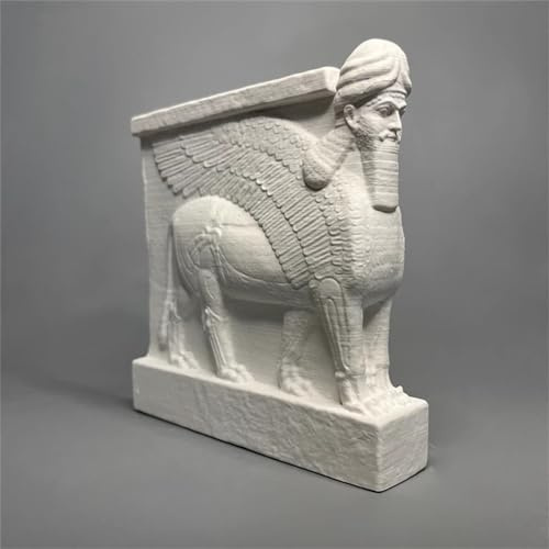 Assyrische geflügelte Stierstatue, geflügelte Stierbüste, Sammlung, Figur, Gipsfigur, Mythologie, Skulptur für Wohnzimmer, Zuhause, Regal-Dekor, moderne Heimdekoration, Skizzenübung, DIY-Kunstmodell
