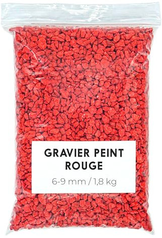 Landare Gravier Coloré Rouge 1,8Kg - Pierres de Couleur - Gravier - Gravier Decoratif - Gravier pour Vases et Pots (6-9 mm) (Rouge)