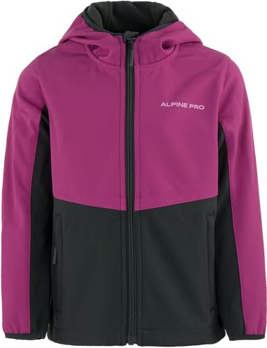 ALPINE PRO ZEROMO Mädchen Skijacke, Softshelljacke, Winterjacke, Funktionsjacke, Outdoor Jacke, Leicht Jacke, Regenjacke, Wanderjacke, Wasserdicht, Winddicht, Schwarz Rosa Jacke (116-122)