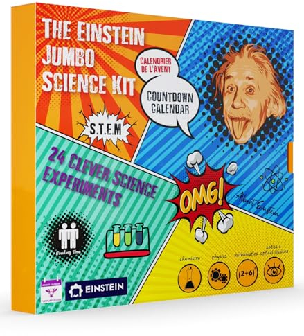 Adventskalender 2024 Einstein Jumbo Science Kit Experimente Kinder Countdown 24 atemberaubende Wissenschaftstricks für Kinder inspiriert von Einsteins spielerischer Neugier, Deutsch
