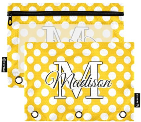 CHIFIGNO Federmäppchen mit 3 Ringen, personalisierbar, mit Namen, personalisierbar, Federmäppchen für Zuhause, Büro, 2 Stück