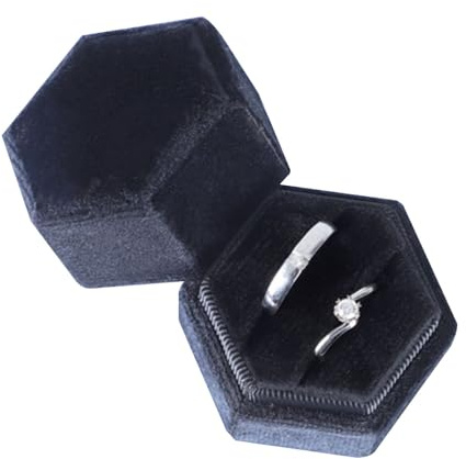DONGKER Ringschachtel, 1 Stuck Samt Ringbox, Doppelschlitze Sechseck Ringetui für Vorschlag Verlobung Hochzeit Zeremonie Valentinstag(Ring nicht enthalten)