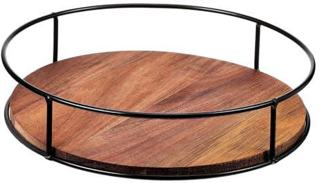 Ciieeo Holztablett Rund Drehbar Serviertablett Aus Stabilem Holz Runder Tischdekor Tablett Mit Drehfunktion Organizer Für Küche Oder Wohnzimmer Aufbewahrungstablett Mit Viel Platz Für Ute