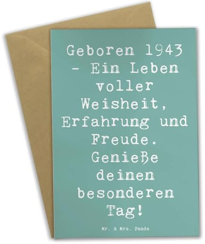 Mr. & Mrs. Panda Grußkarte Spruch 1943 Geburtstag - Geschenk, historisches Jahr, Freude schenken, sfeier, geboren, Geschenkideen, Leben voller Weisheit, feiern, Erinnerungen, historische e