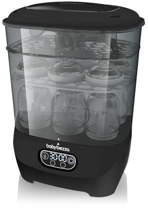 Baby Brezza Steriliser & Dryer Advanced – Electric Steam Steriliser for All Bottles, Dummies & Pump Parts – HEPA Filter – Fits Plastic & Glass – Black