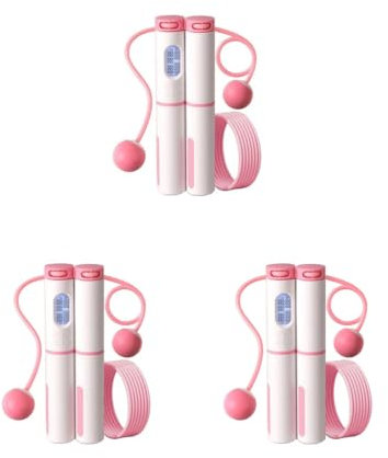 Lot de 3 cordes à sauter numériques sans fil lestées Rose