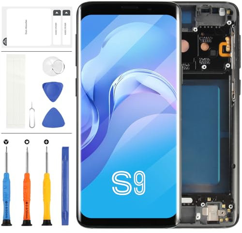Écran LCD OLED pour Samsung Galaxy S9 G960 G960 F G960F/DS G960U G960W G9600 Écran LCD tactile Digitizer Kit de réparation complet avec cadre (Noir)