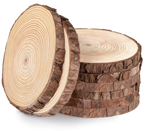 Truevaste Holzscheiben 16er Set 16-17 cm Runde Baumscheiben ohne Loch – Unbehandelte Holz Log Scheiben aus Kiefernholz für DIY Basteln, Hochzeit und Weihnachtsdeko, 15mm Dicke