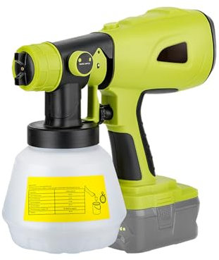 YIWEOG Pulverizador de Pintura inalámbrico de Repuesto para, batería RYOBI de 20 V máx., pulverizador de Pintura eléctrico de Mano con contenedor de 1000 ml para Interior y Exterior del