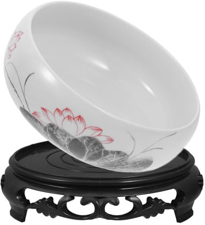 DOITOOL Blue and White Porcelain Vase Narcissus Planting Bowl No Hole Water Lily Planter Pot with Stand Indoor Flower Pot for Home Garden Office