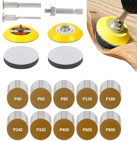 Drill Sander Attachment - 107 Pieces Sanding Drill Attachment 3 Inch Sanding Discs, Sanding Block | Sander Drill Attachment For Electric Drills, Mold Grinders, 40-800 Grit, Fitting Any Pneumatic