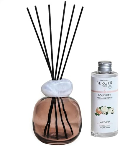 MAISON BERGER Bouquet Minéral Lady Flower Raumduft 180 ml | Bouquet Minéral Lady Flower, lackiertes Glas (Pflaume), 180 ml mit 6 Stäbchen, Duft ca. 6 Wochen