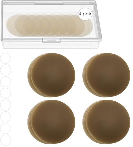 NXPUXP 4 Paires Cache Teton en Silicone,Cache-tétons Adhésifs Réutilisables en Silicone Doux,Cache Teton Femme,Autocollants Invisibles et Imperméables pour Tétons(8 cm A4)