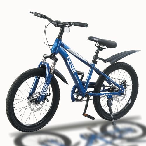 TRIOBLADE Kids Bike 18 20 22 Kids Mountain Bike for Boys and Girls Junior Mountain Bikes Children Bicycle with Shock Absorber 12.25-Inch Frame Dual Disc Brake 5-14 Years Old (Blue, 18 inch)