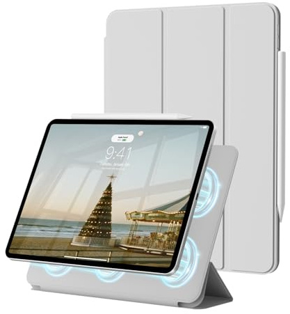 ZOPSGYU Magnetische Hülle für iPad Air 11 Zoll (10,9 Zoll) M4/M3/M2,Grau | Magnetisch Befestigung, unterstützt Pencil Pro/USB-C, Schlank Hülle iPad Air 5./4. Generation,Grau