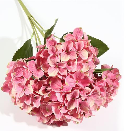 VATTEN HOME Flor Artificial, 45CM,5CM, POLIÉSTER, Polietileno, Hierro, Blanco, DECORACIÓN DE Interiores, SE Puede Utilizar para ARREGLOS Florales Y ENVASES DE Ramos (Rojo Hortensia)
