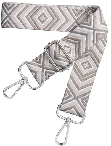 Schultergurt für Tasche Verstellbarer Taschengurte zum Wechseln, Taschengurt Breit 3.8cm mit Silber Karabiner für Damen Crossbody Handtasche, Grau