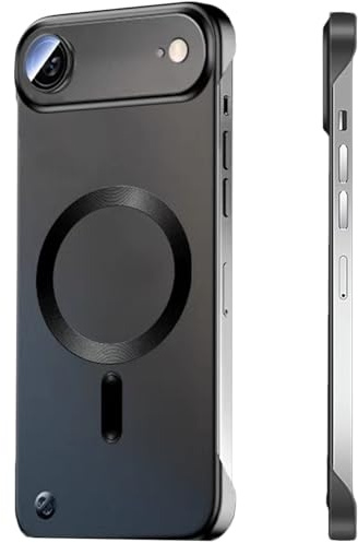 FAOMSEBS for iPhone Air Case, Borderless Metal Paint Magnetic Black | Bare Phone Feel, with Lens Protection, Compatible with MagSafe, Slim Fit, Heat Dissipation and Resilient Hard PC for Gaming