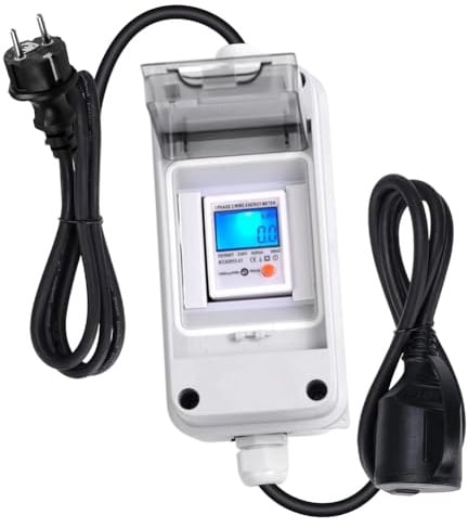 Mobiler Digitaler Stromzähler 230V für Steckdose, Strommessgerät mit Reset, IP65 Wasserdicht Gehäuse, Gummischlauchkabel, tragbar für Wohnmobile, Elektrofahrzeuge, Smart Meter & Steckdose Stromzähler
