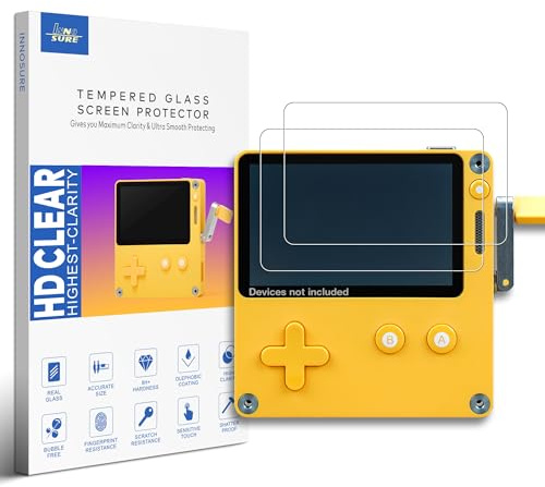 INNOSURE Lot de 2 protections d'écran en verre trempé conçues pour l'écran de 2,7 de la console de jeu vidéo portable Panic Playdate - Anti-rayures, anti-traces de doigts (HD transparent)