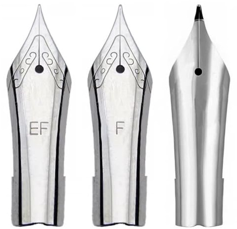 3x Fountain Pen Replacement Nib Special Spare Nib for Wings Pilot Fountain Pen 78G 88G KaKuno Desk Pen (New Silver Nib EF&F&B)