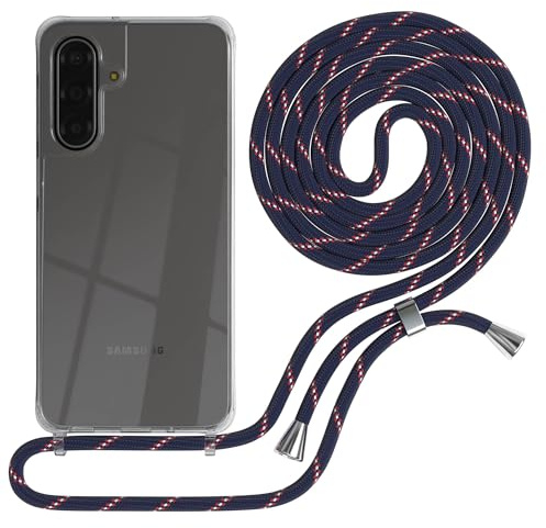 EAZY CASE Handykette kompatibel mit Galaxy A17 Handyhülle mit Umhängeband, Handykordel mit Schutzhülle, Silikonhülle, Hülle mit Band, Stylische Kette für Smartphones, Navy Camouflage