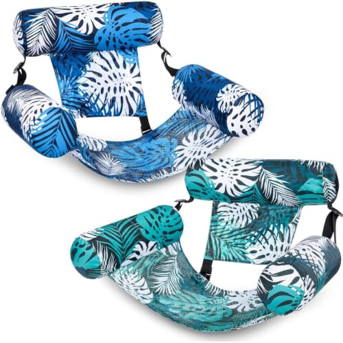 Viechoes Poolsessel für Erwachsene 2er Set Aufblasbare Poolliege mit Rückenlehne Schwimmsessel für Pool Erwachsene Wassersessel Pool Liegestuhl Aufblasbarer Sessel für Pool Blau & Grün