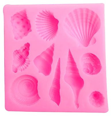 JJOnlineStore - UK 3D Rose Block Design Shape Silicone Fondant Mold Cakes Biscuits Jelly Ice Desserts Muffin DIY Decorating Chocolate Moulds Baking Bakeware Tray Set (Pink Sea Shells),51285