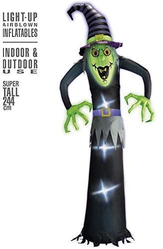 W WIDMANN MILANO Party Fashion 75043 - Aufblasbare, leuchtende Hexe mit integriertem Gebläse, 244 cm, Dekoration, Halloween
