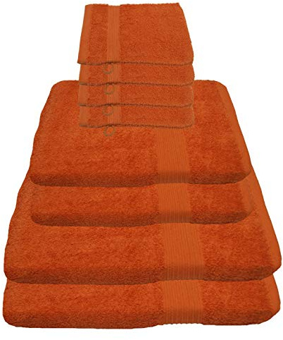 Julie Julsen 8 TLG Handtuchset 2 Badetücher 2 Handtücher 4 Waschhandschuhe Reine Baumwolle über 30 Farben Terracotta