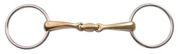 Amahorse Filetto anelli snodato con olivetta, imboccatura curva piena anello 70mm imboccatura 16 mm CAVALLO morso (14,5)