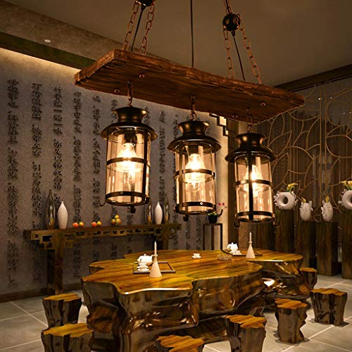 E27 Antik Hängelampe Esstisch Kronleuchter Holz Schmiedeeisen Pendelleuchte Industrial Drop Lights Vintage Hängeleuchte Landhaus Pendellampe Retro Industrie Leuchter Schlafzimmer 3 Lichter