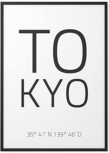 Papierschmiede® Geo Poster Koordinaten Tokyo, A3 Gerahmt im Holzrahmen (schwarz), Stadt Bild als Wanddeko für Wohnzimmer Schlafzimmer Küche Esszimmer, Tokio Japan Hauptstadt