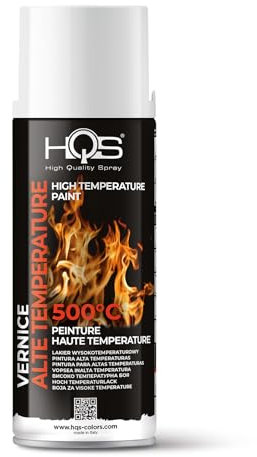 HQS Bomboletta di Vernice Spray 400 ml Resistente alle Alte Temperature (Bianco Opaco)