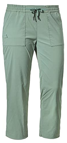 Schöffel Damen Pants Rangun L, atmungsaktive Outdoor Hose für Freizeit und Trekking, robuste 3/4 Hose mit 2-Wege-Stretch, Laurel Wreath, 34