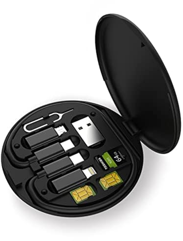 ZALUJMUS Multifunctional Data Cable Storage Box Adaptor for IOS Devices, USB-C and Micro-USB Devices Universal Data Transfer Cable (Black)
