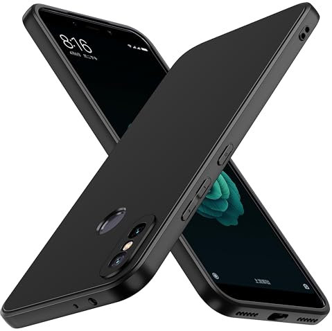 ivoler Negro Mate Funda para Xiaomi Mi A2 con Protección de Cámara, Carcasa Protectora Antigolpes, Ultrafina Suave TPU Silicona Caso Delgada Anti-Choques Case