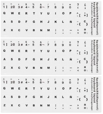PATIKIL 3Pcs Spanish Keyboard Stickers PC Keyboard Stickers White Background Black Lettering for Computer Laptop Notebook Desktop