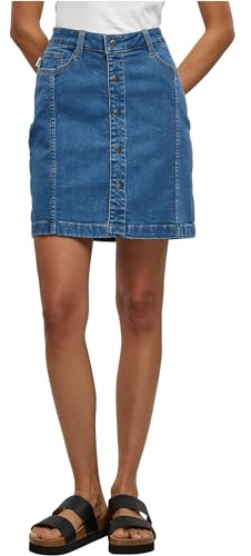 Urban Classics Damen Rock Ladies Organic Stretch Button Denim Skirt clearblue Washed 31