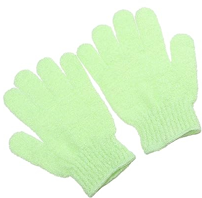 FRCOLOR Dusch Peeling Handschuhe Paar Grün für Bad Körperpeeling Beidseitig Verwendbar mit Seife Duschgel Einfaches Anziehen Lockerer Effektives Peeling