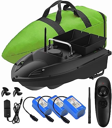 Futterboot,12000mah Batterien mit großer Kapazität köderboot,1,5kg Ladetrichter.500m Fernbedienung, Wind- und wellenfest,mit Handtasche. Geben Sie Antennen, Propeller, und andere kleine Geschenke.