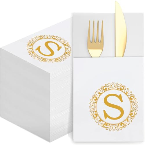 50 Pack Monogram Disposable Napkins with Pocket