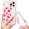 NITITOP Compatible for iPhone 15 Pro Max Case Cute Bear Clear Floral Flower for Girls Women with Chain Lanyard Wrist Strap Soft TPU Shockproof Protective Girly - Strawberry Bear