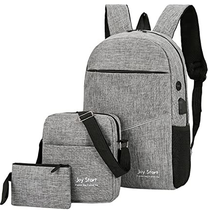City Rucksäcke Damen Rot Männer Rucksack dreiteilige einfarbige Reisetasche Computer Business Tasche Schulter wasserdicht lässig Tasche Robuster Erwachsenenrucksack für anspruchsvolle (Grey, One Size)