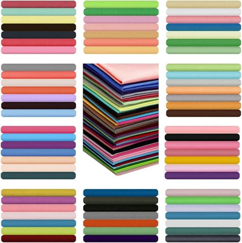 Outbit Vorgeschnittene mehrfarbige Baumwollstoffquadrate Stoffbündel, 70 Stück, 25,4 x 25,4 cm, Patchwork-Stoffe für Quilten, Nähprojekte, Patchwork, Bastelarbeiten (einfarbig)
