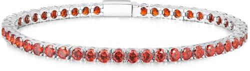 LOVANS Tennisarmband Damen Geburtsstein-Armband Cubic Zirkonia Damenarmband Klassisches TennisArmkette Geschenk für Frauen Größe 17.78CM Januar Granat